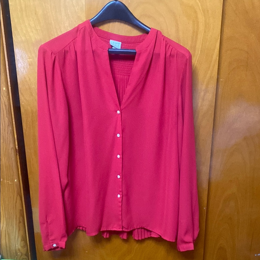 Women's Red Button-Up Blouse